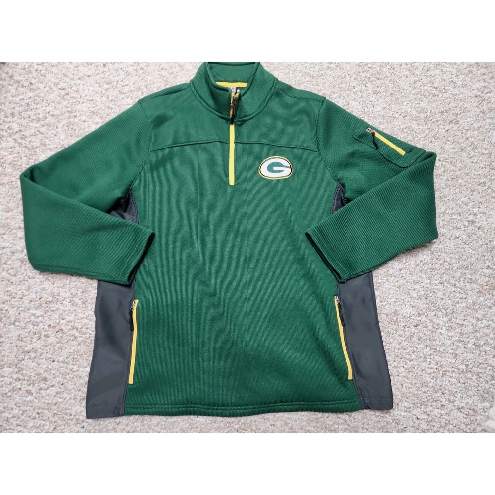 NFL Team Apparel Green Bay Packers XL Green Quarter Zip Pullover Fleece Sweater